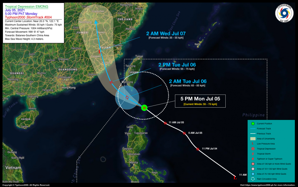 Tropical Depression EMONG Advisory No 04 Typhoon2000 Philippine TC