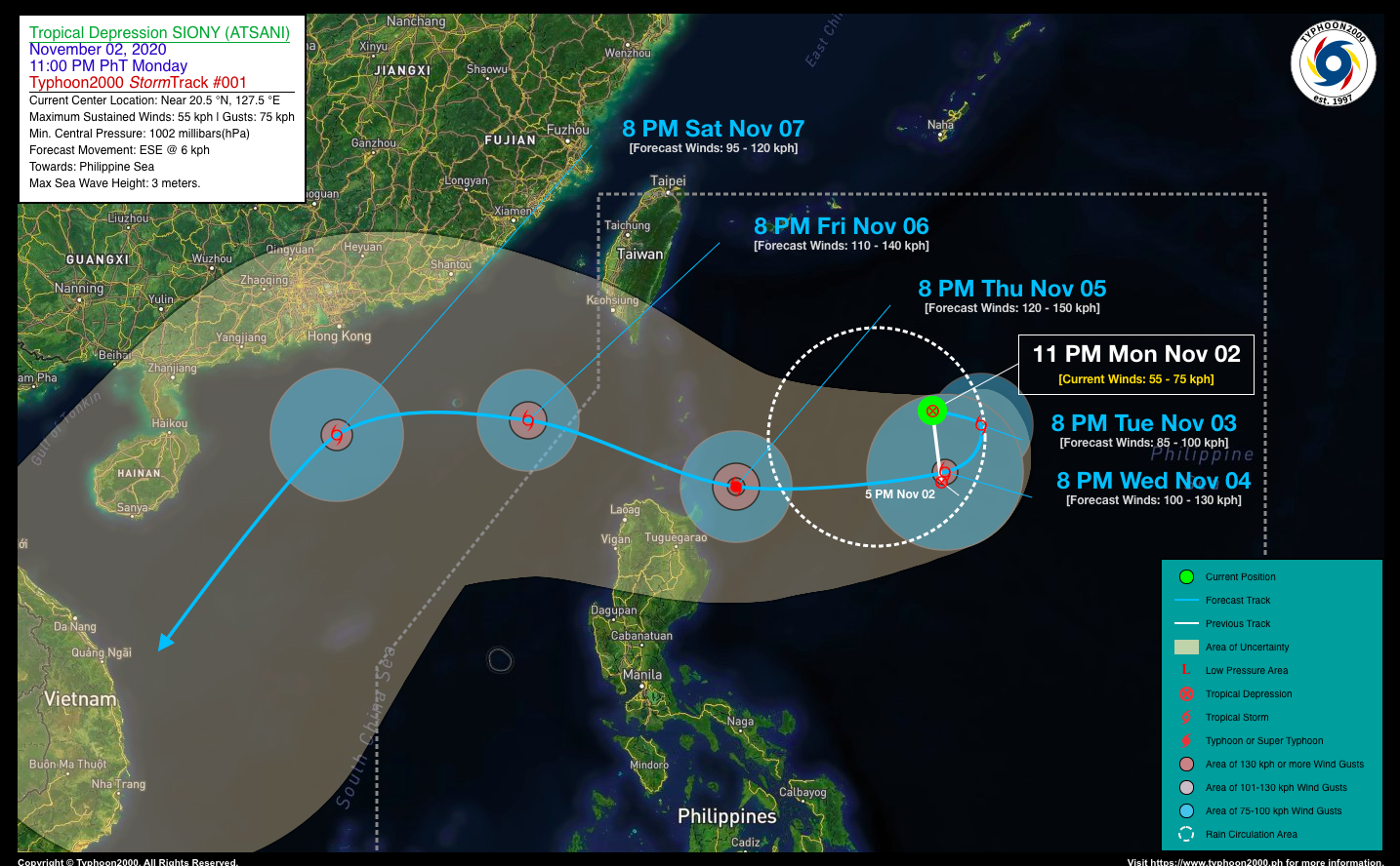 Tropical Depression SIONY (ATSANI) Advisory No. 01 – Typhoon2000 ...