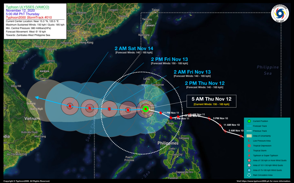 Typhoon ULYSSES (VAMCO) Advisory No. 10 – Typhoon2000 Philippine TC ...