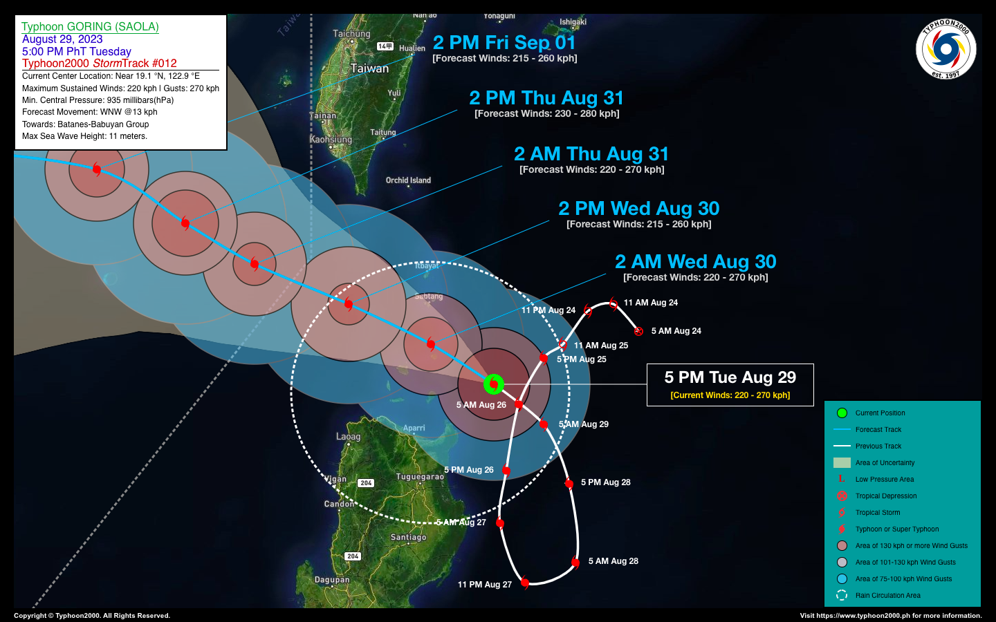 Typhoon GORING (SAOLA) Advisory No. 12 – Typhoon2000 Philippine TC ...