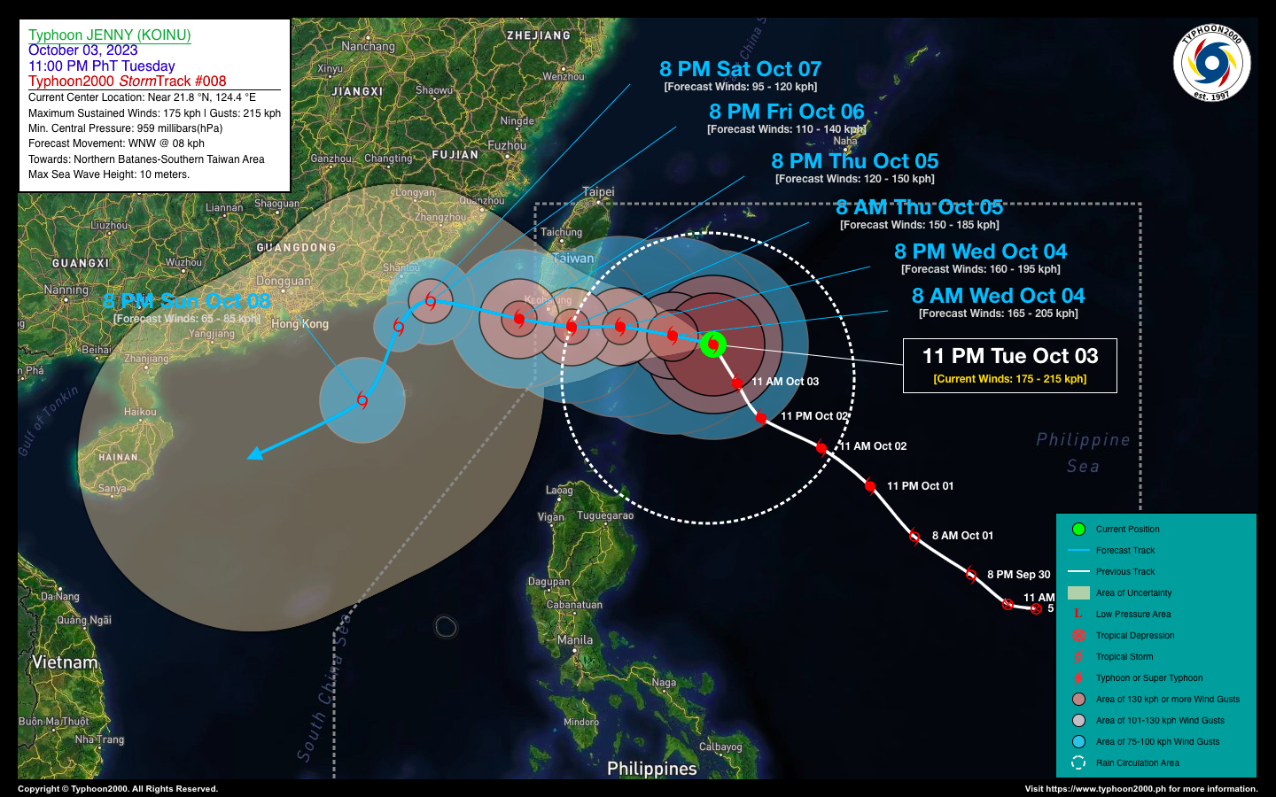 Typhoon Jenny Koinu Advisory No 08 Typhoon2000 Philippine Tc Advisories 