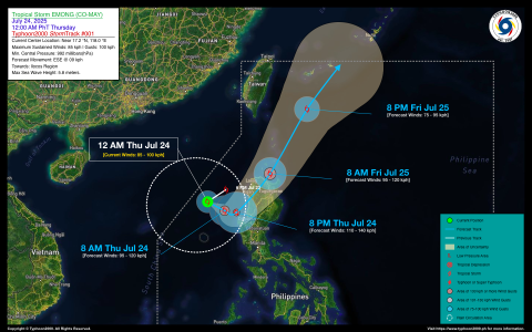 Tropical Storm EMONG (CO-MAY) Advisory No. 01